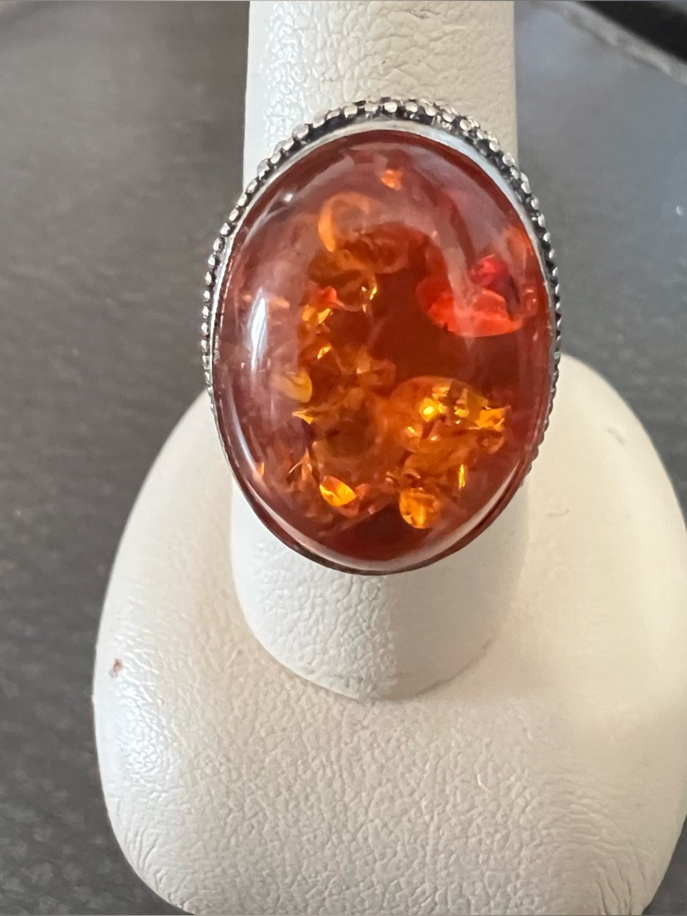 Amber Oval Statement Ring - Women Jewelry Sterling silver